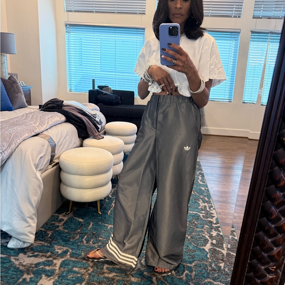 Adidas Women's Charcoal Wide-Leg Track Pants